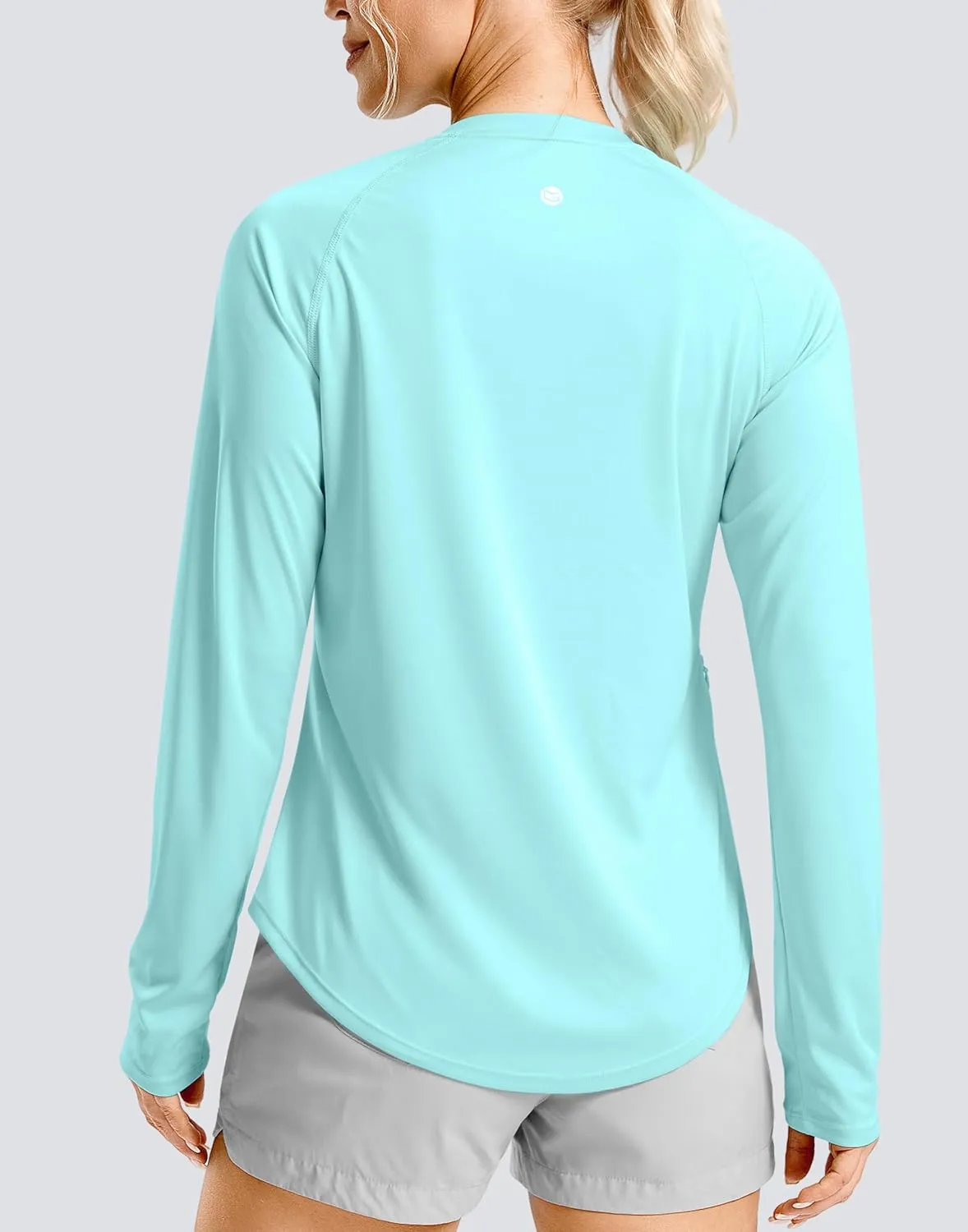 Women's UPF50  Sun Protection Shirts with Zip Pocket Long Sleeve Workout Tops for Swimming Hiking Quick Dry Rash Guard