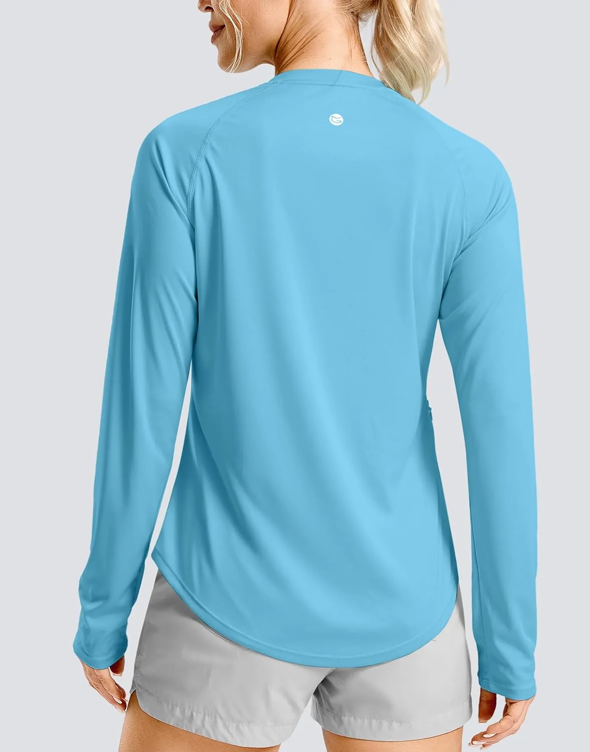 Women's UPF50  Sun Protection Shirts with Zip Pocket Long Sleeve Workout Tops for Swimming Hiking Quick Dry Rash Guard