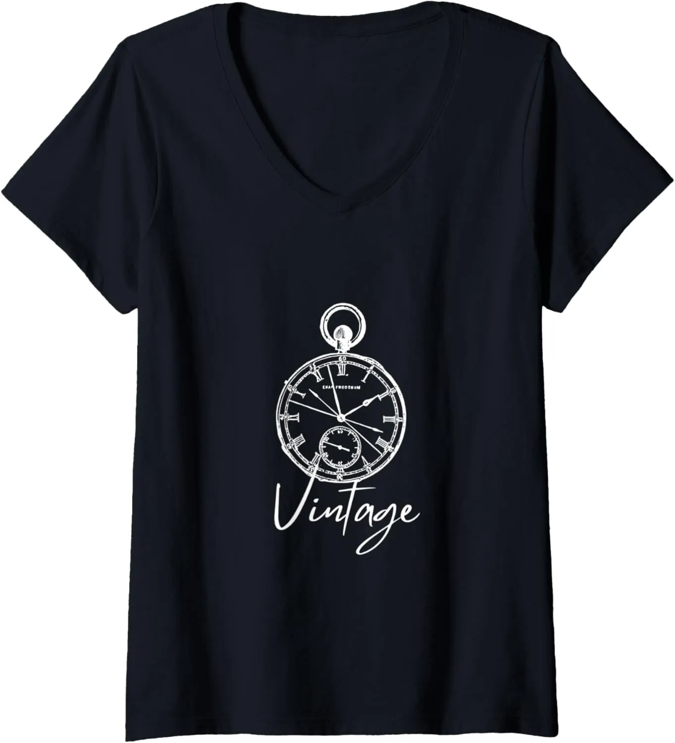 Womens Vintage Old Soul Vintage Pocket Watch Old School Watch V-Neck T-Shirt