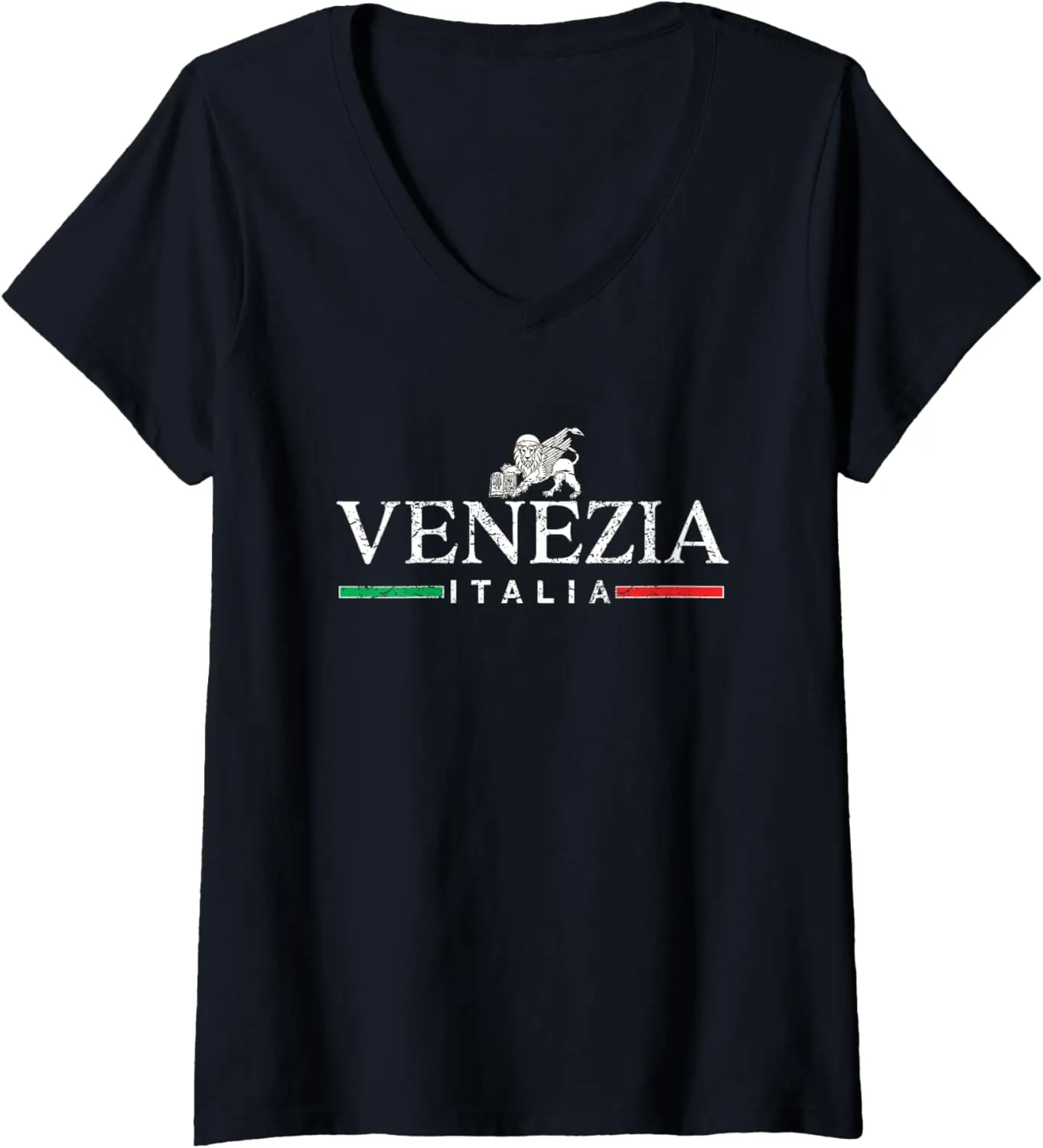 Womens Vintage Venice Venezia V-Neck T-Shirt