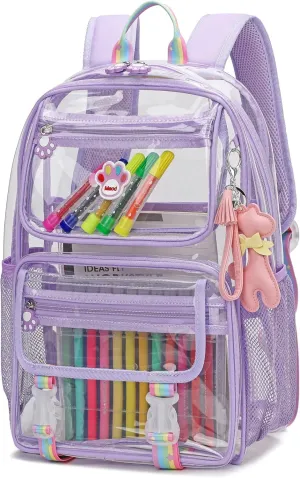 Wonder Comfort Clear Backpack Stadium Approved Heavy Duty Large Transparent Bag with Anti-Theft Pocket for School, Work, and Events