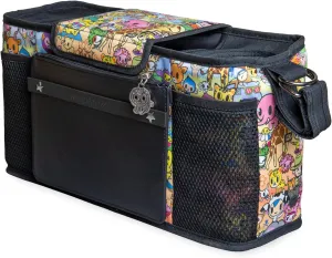 WONDERFOLD Universal Parent Console Stroller Organizer with Insulated Cup Holders, Hook & Loop Closure Handle Attachment, 2 Storage Pockets, Removable Shoulder Strap for Easy Transport