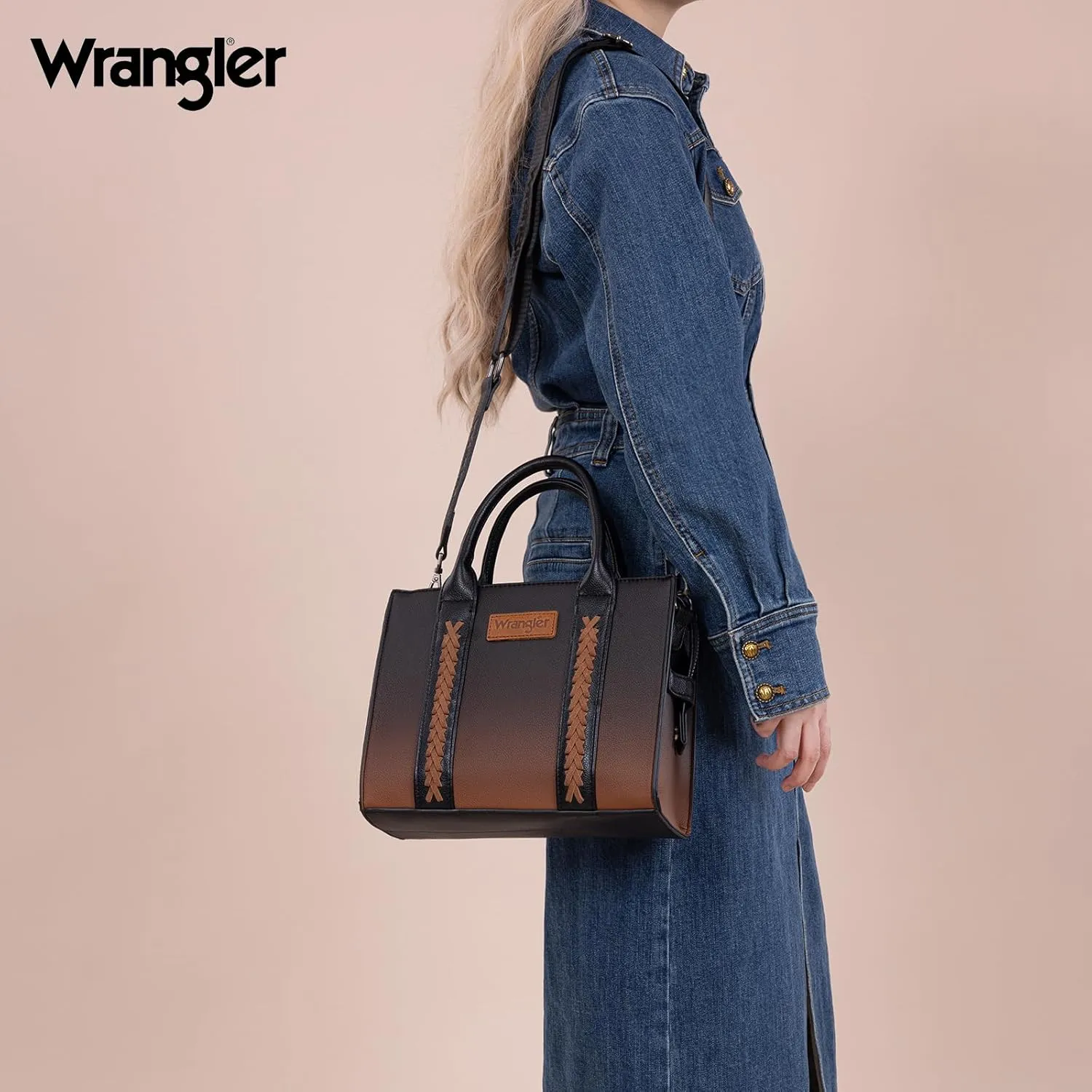 Wrangler Medium Tote Bag for Women Designer Satchel Handbags Top-handle Purses with Strap