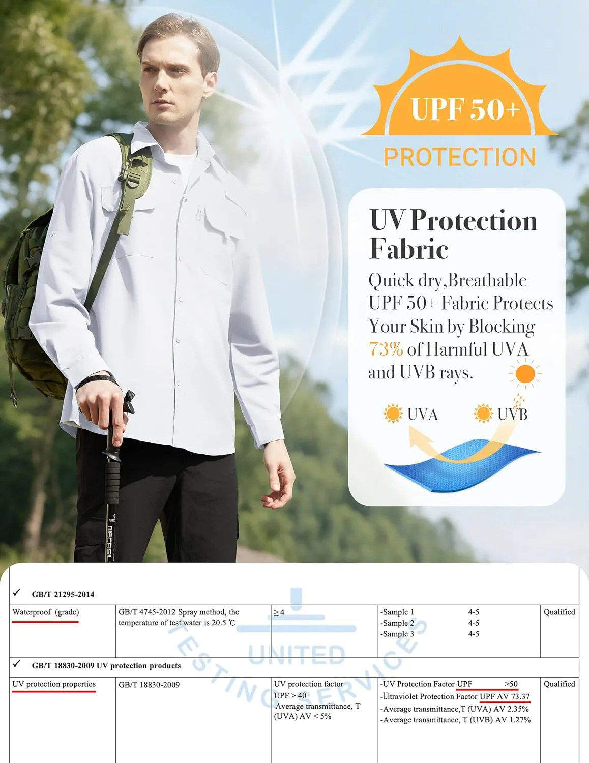 WULFUL Men's Sun Protection Fishing Shirts UPF 50  UV Lightweight Quick Dry Cooling Button Down Shirts for Work Hiking Safari