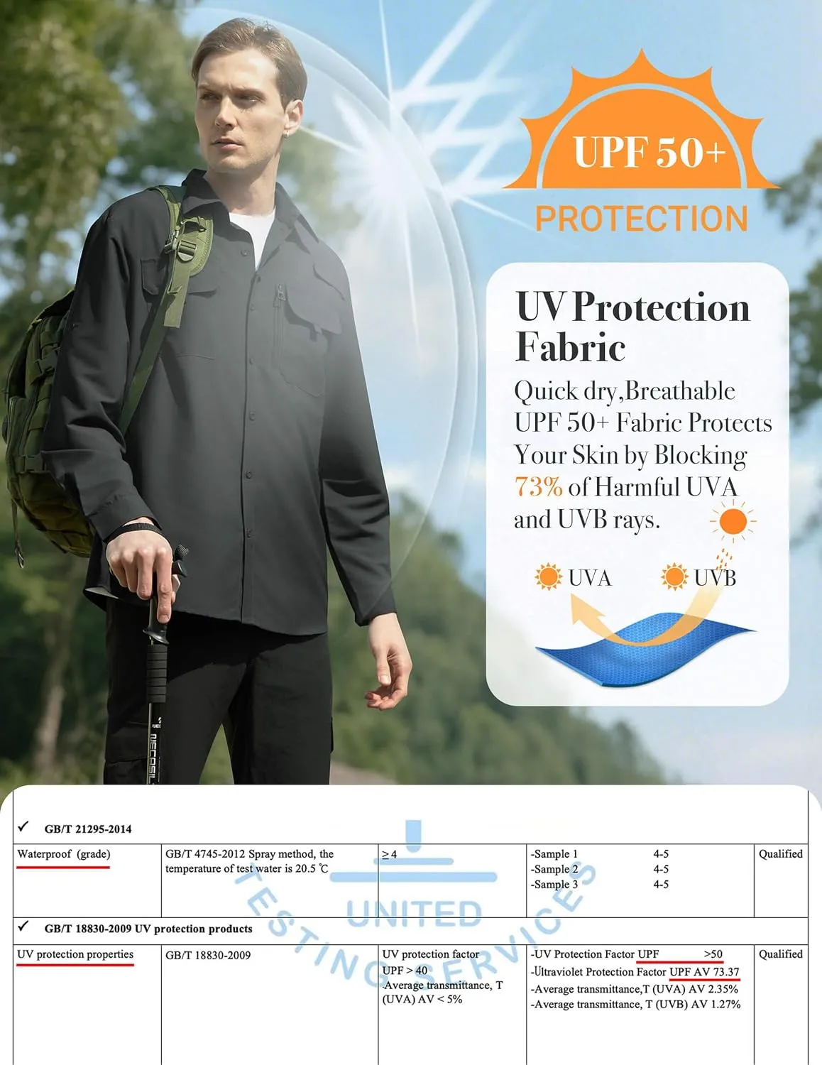 WULFUL Men's Sun Protection Fishing Shirts UPF 50  UV Lightweight Quick Dry Cooling Button Down Shirts for Work Hiking Safari