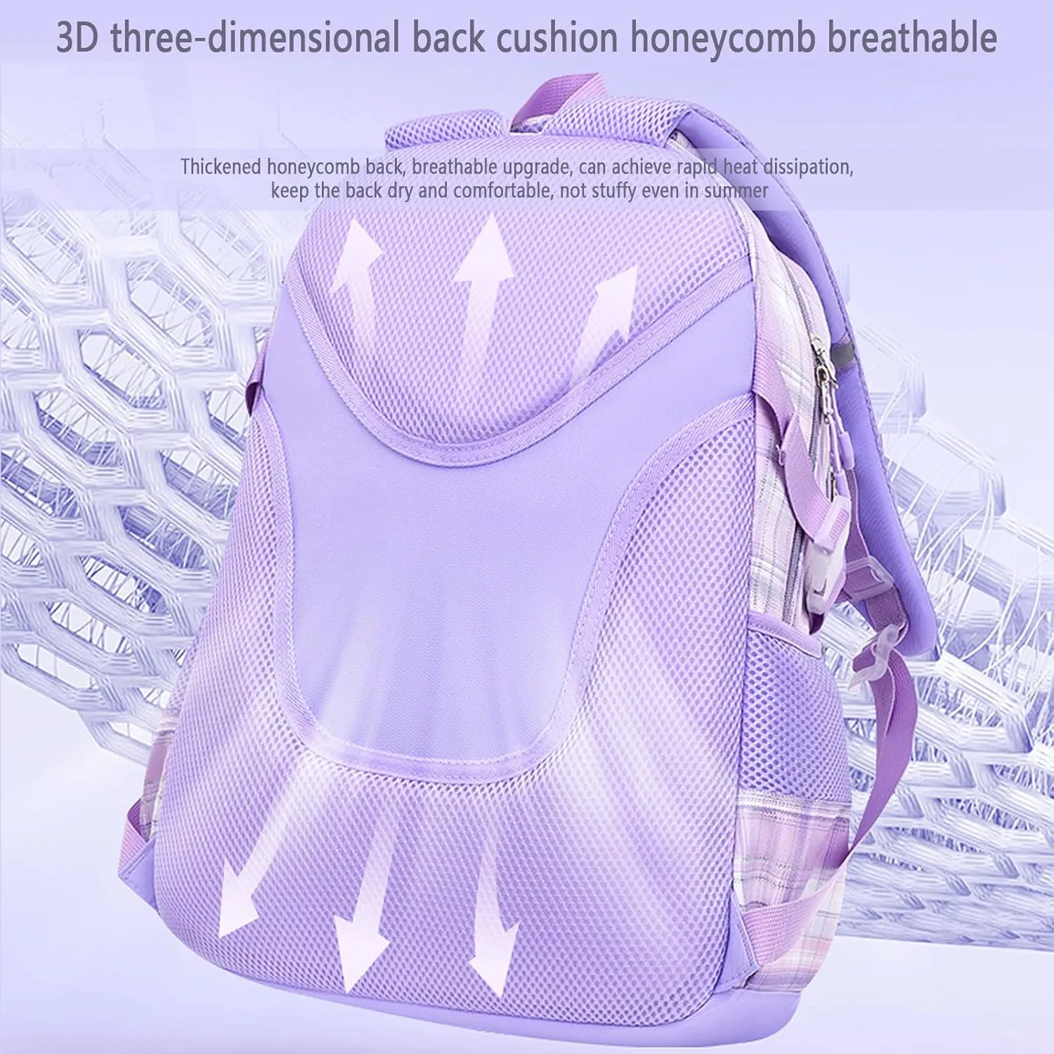 WYCY Kids Backpack School Backpacks for Girls Large Bookbags for Teen Girls Cute Book Bag with Compartments (Lattice Purple)
