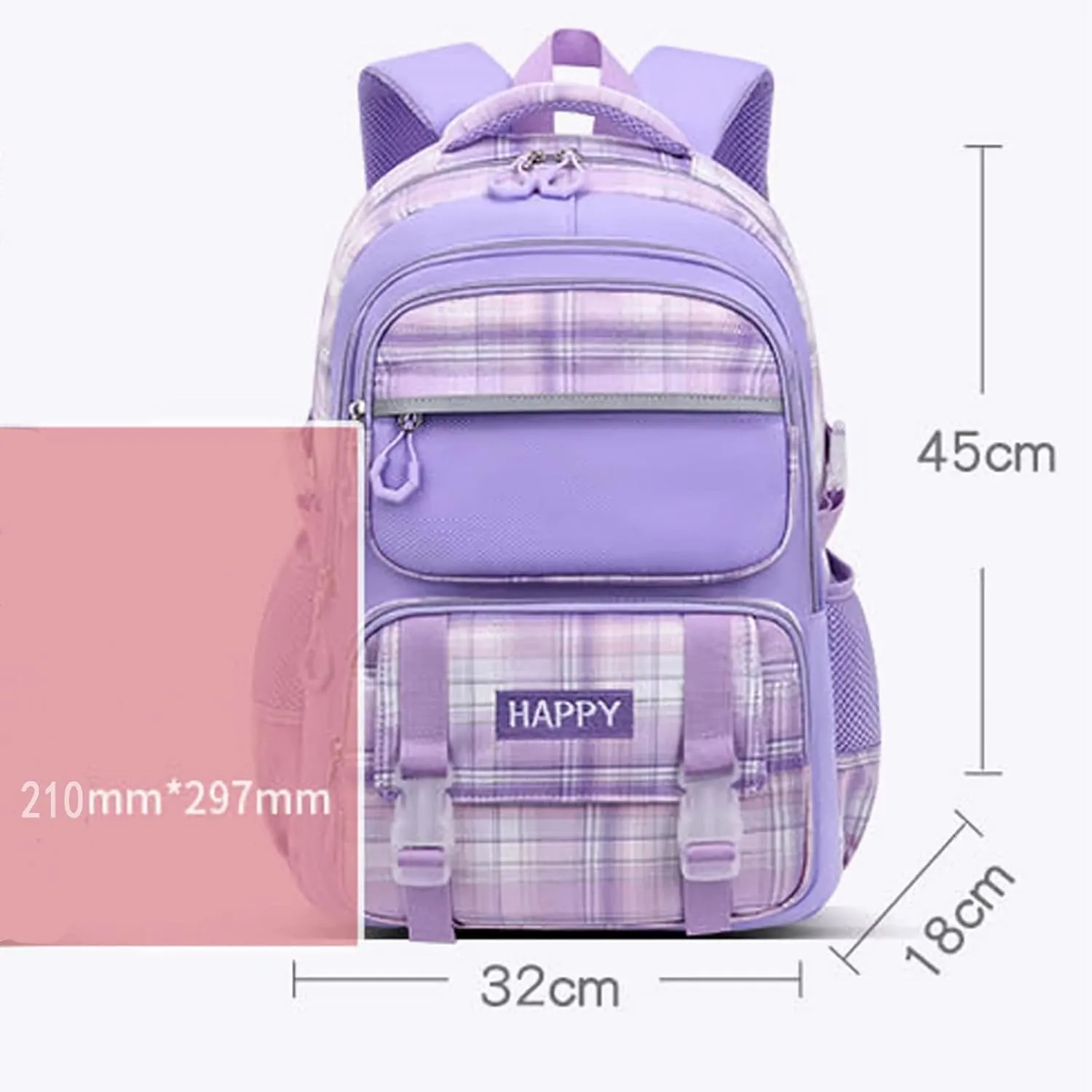 WYCY Kids Backpack School Backpacks for Girls Large Bookbags for Teen Girls Cute Book Bag with Compartments (Lattice Purple)