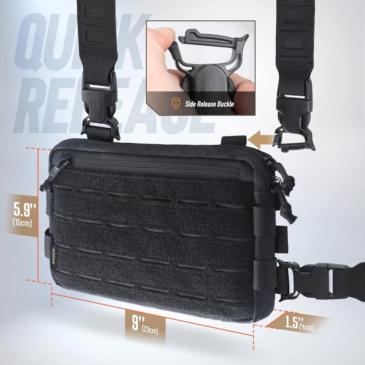 WYNEX Tactical Chest Rig Pack for Men, Running Chest Bag with Front Loop Recon Chest Rigs for Hunting Outdoor EDC