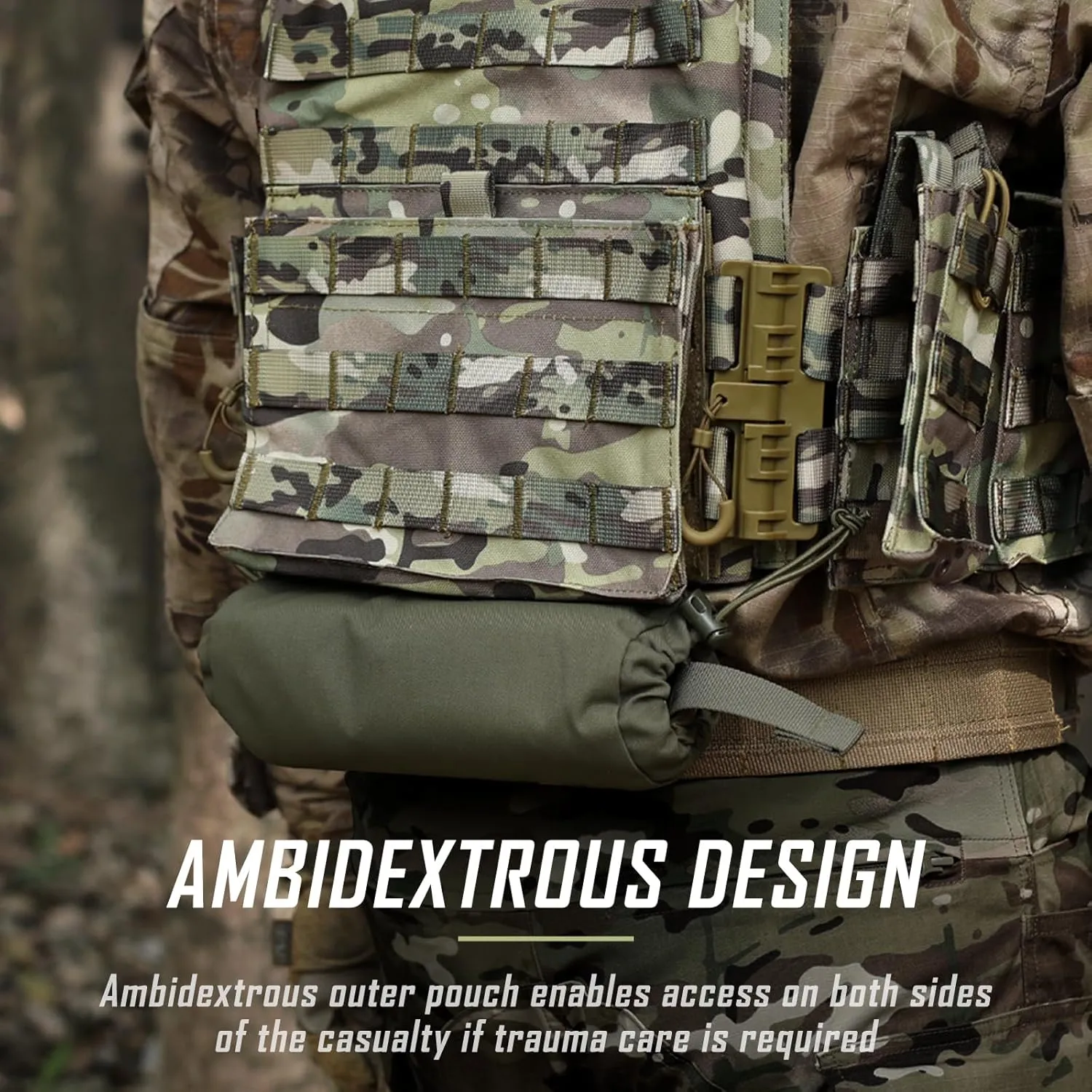 WYNEX Tactical First Aid Drop Dump Pouch, Medical Trauma Roll Up Drop Pouch EMT IFAK Sub Abdominal Carrying Bag with Hook-N-Loop for Chest Rig Vest