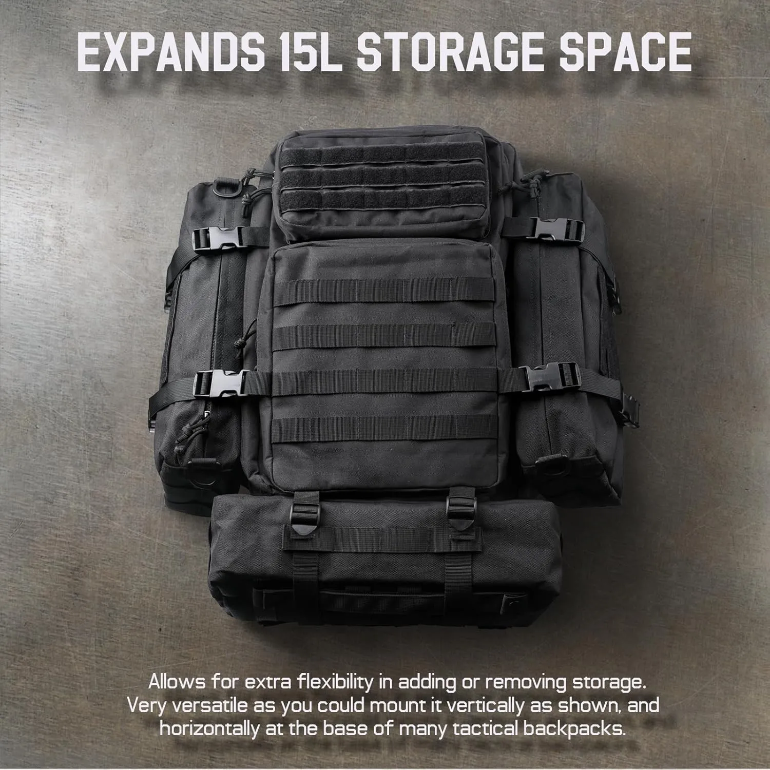 WYNEX Tactical Increment Molle Pouch, Vertical EDC Utility Pouches Sling Bag Military Multi-Purpose Large Capacity with Shoulder Strap Modular Design