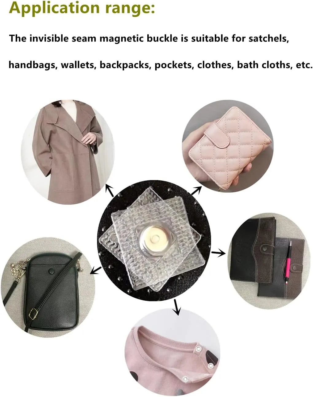 XILEWHZF 30 Pairs Hidden Sew Magnetic Snap, Invisible Hidden Sew in PVC Hidden Purse Closure Fastener Magnetic Snap Magnet Fastener for Handbag Clothing Clasp DIY Craft Sewing Tools(1.18 Inches)