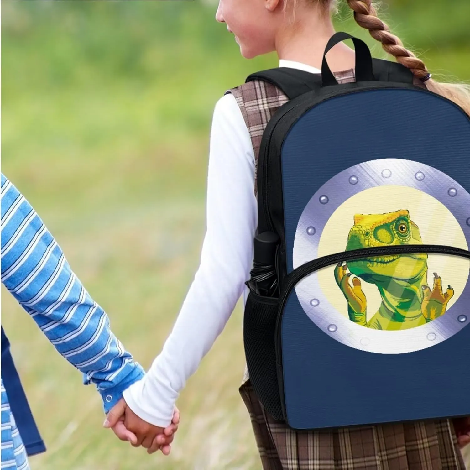 Xoenoiee Cute Dinosaur Pattern Kids Backpack Set for Boys Girls 17in School Backpack & Lunch Bag & Pencil Bag 3 in 1 Set for School Picnic Travel