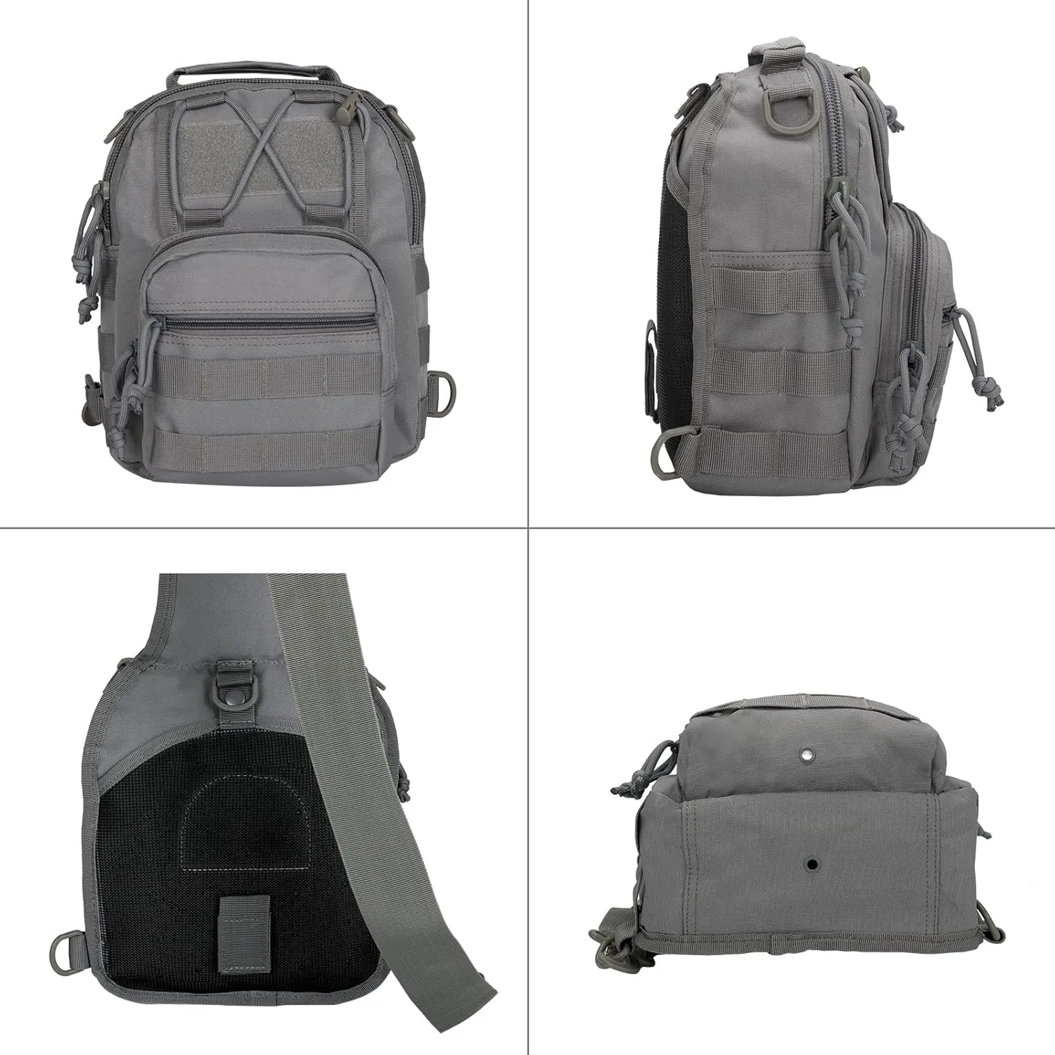 YAKEDA Tactical EDC Backpack Military Sling Backpack Shoulder Bag for Travel,Outdoor,Hiking, (Gray) 10.24 * 8.27 * 4.33 inches