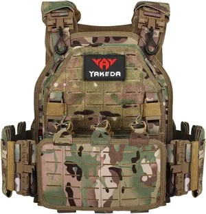 YAKEDA Tactical Outdoor Vest for Men /1000D Nylon Quick Release Laser-Cutting Modular Lightweight Vest