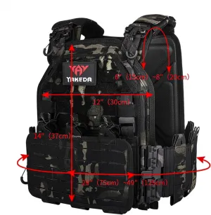 YAKEDA Tactical Outdoor Vest for Men /1000D Nylon Quick Release Laser-Cutting Modular Lightweight Vest