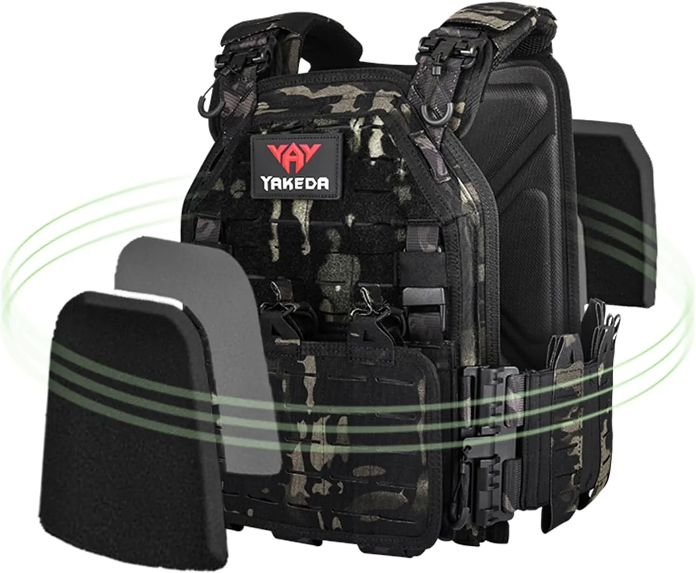 YAKEDA Tactical Outdoor Vest for Men /1000D Nylon Quick Release Laser-Cutting Modular Lightweight Vest