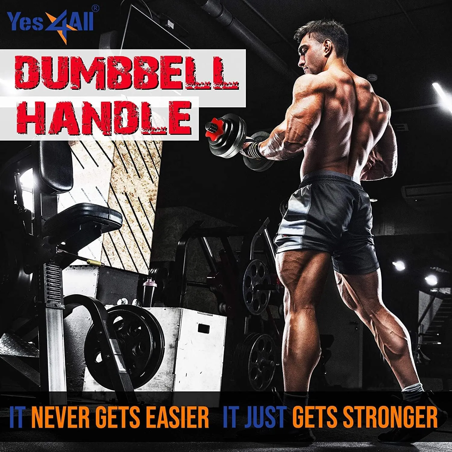 Yes4All Threaded Dumbbell Handles with Collars, Fit 1.15 inch Plates, Dumbbell Bar Connector, Quality Steel Weight Bar