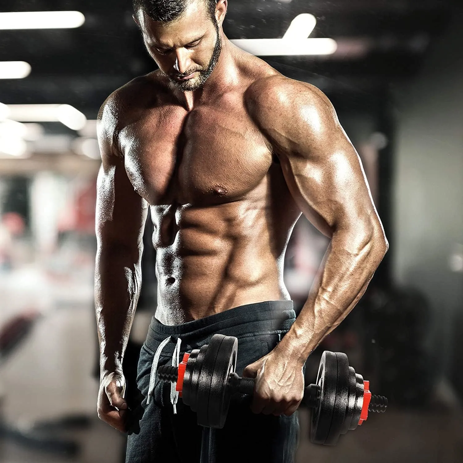 Yes4All Threaded Dumbbell Handles with Collars, Fit 1.15 inch Plates, Dumbbell Bar Connector, Quality Steel Weight Bar