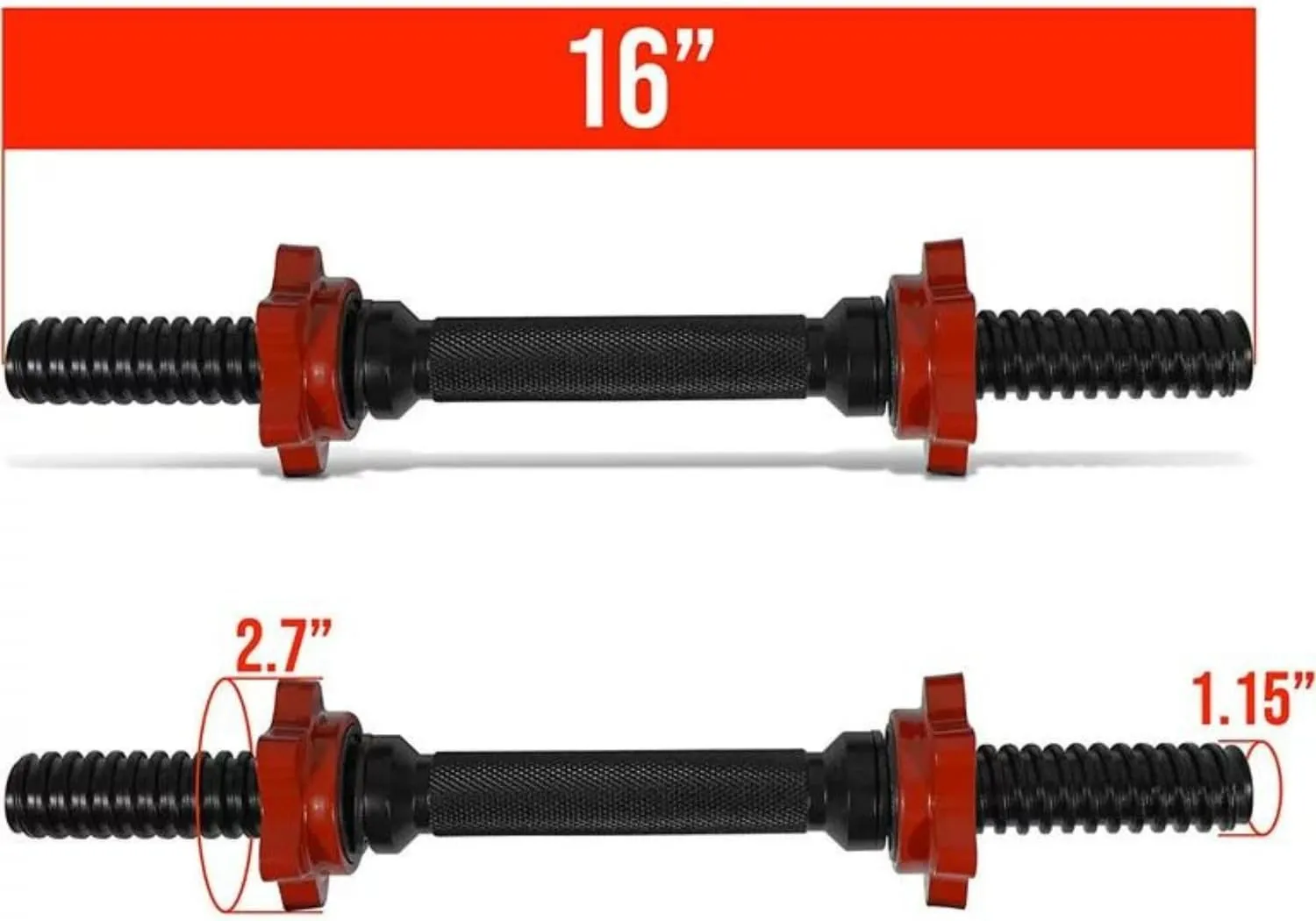 Yes4All Threaded Dumbbell Handles with Collars, Fit 1.15 inch Plates, Dumbbell Bar Connector, Quality Steel Weight Bar