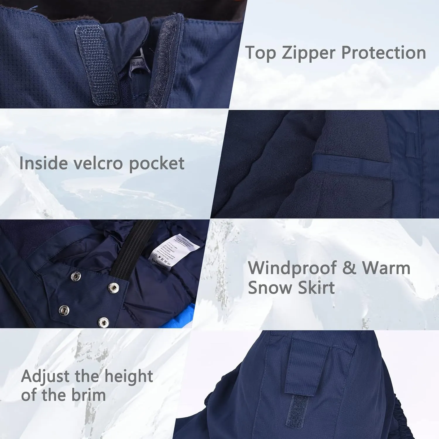 YINGJIELIDE Boy's Waterproof Ski Jacket,Kids Outdoor Snowboarding windproof Jacket,Fleece Lined Hooded,Warm Winter Snow Coat