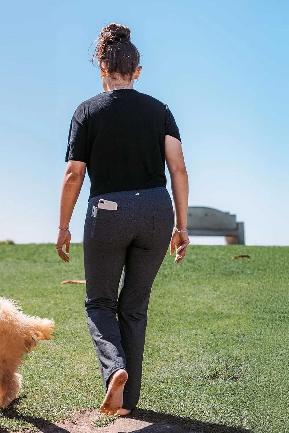 Yogipace,Petite/Regular/Tall,Women's Bootcut Yoga Pants Long Workout Pant with Back Pockets
