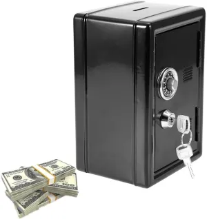 Yosoo Money Box Kids Toy, Money Box Password Cash Coins Saving Safe Box Style Gift with 2 Keys (Black)