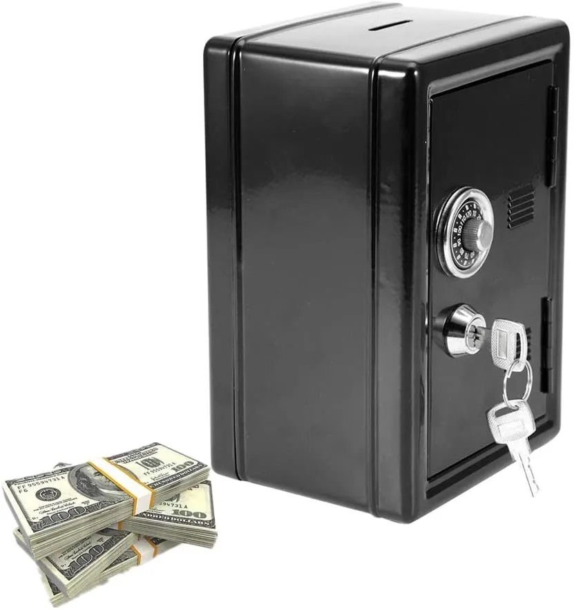 Yosoo Money Box Kids Toy, Money Box Password Cash Coins Saving Safe Box Style Gift with 2 Keys (Black)