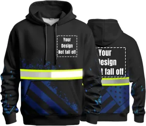 YOWESHOP High Visibility Reflective Safety Hoodie Customize Logo Protective Workwear Team Uniform