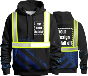 YOWESHOP High Visibility Reflective Safety Hoodie Customize Logo Protective Workwear Team Uniform