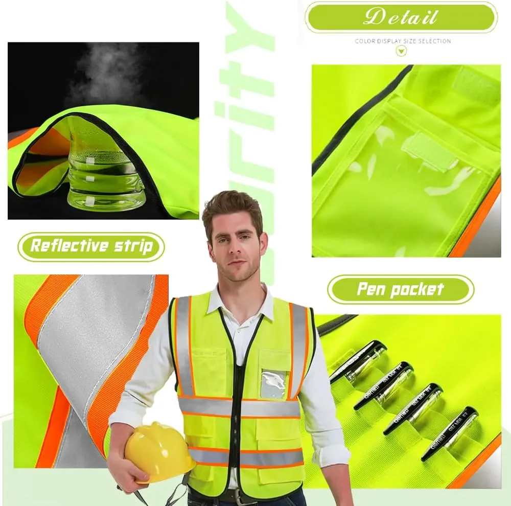 YOWESHOP High Visibility Reflective Safety Vest Customize Logo Hi-vis Security Work Vest