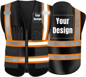 YOWESHOP High Visibility Reflective Safety Vest Customize Logo Hi-vis Security Work Vest