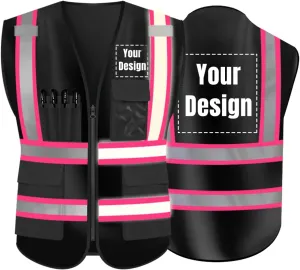 YOWESHOP High Visibility Reflective Safety Vest Customize Logo Hi-vis Security Work Vest