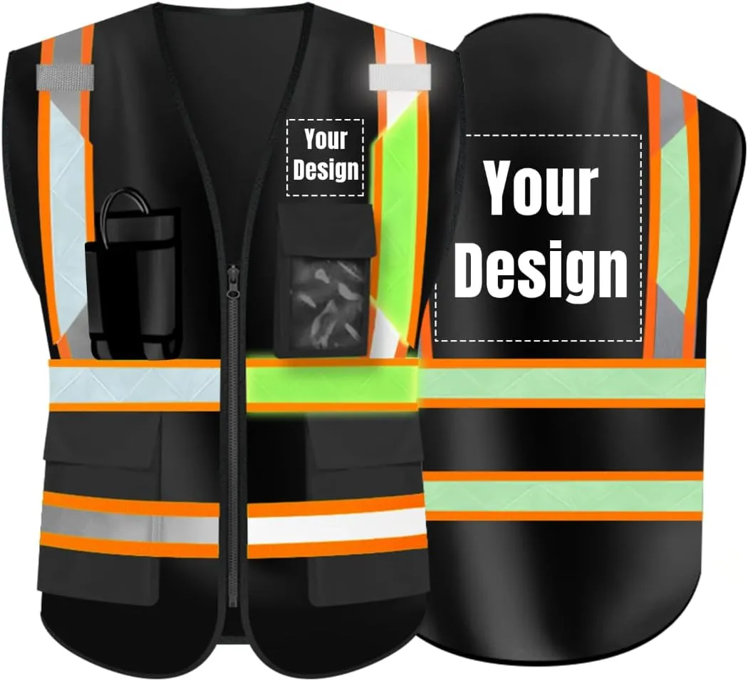YOWESHOP High Visibility Safety Vest Customize Logo Hi-vis Reflective Protective Vest