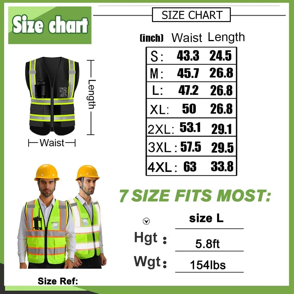 YOWESHOP High Visibility Safety Vest Customize Logo Hi-vis Reflective Protective Vest