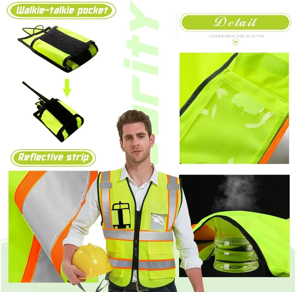 YOWESHOP High Visibility Safety Vest Customize Logo Hi-vis Reflective Protective Vest