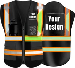 YOWESHOP High Visibility Safety Vest Customize Logo Hi-vis Reflective Protective Vest
