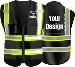 YOWESHOP High Visibility Safety Vest Customize Logo Hi-vis Reflective Protective Vest