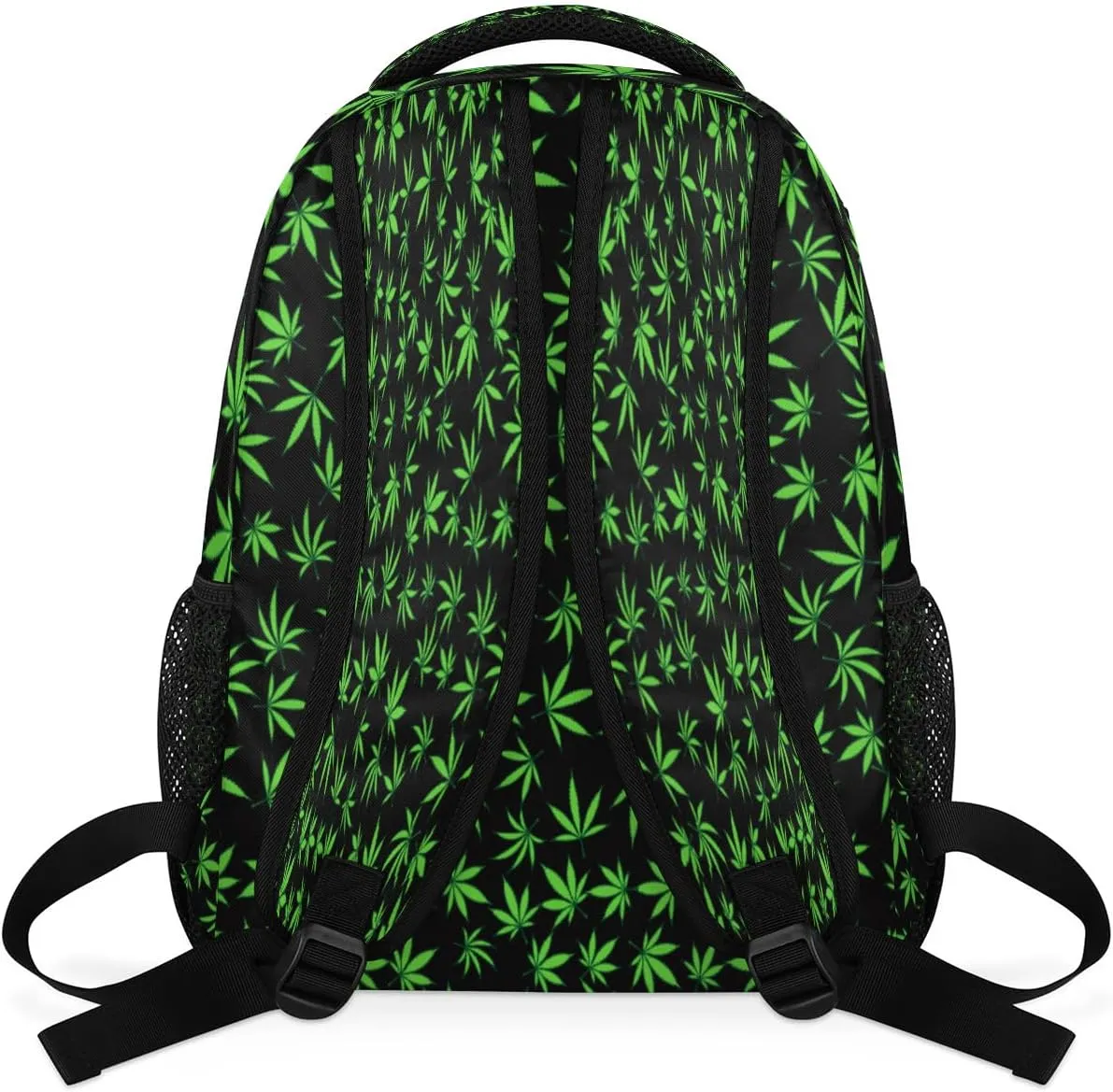 Yzrwebo Cannabis Leaves Backpack for Boys Girls, Green Leave School Bookbag Casual Daypack Computer Laptop Backpack, Adults Sports Hiking Travel Camping Backpack