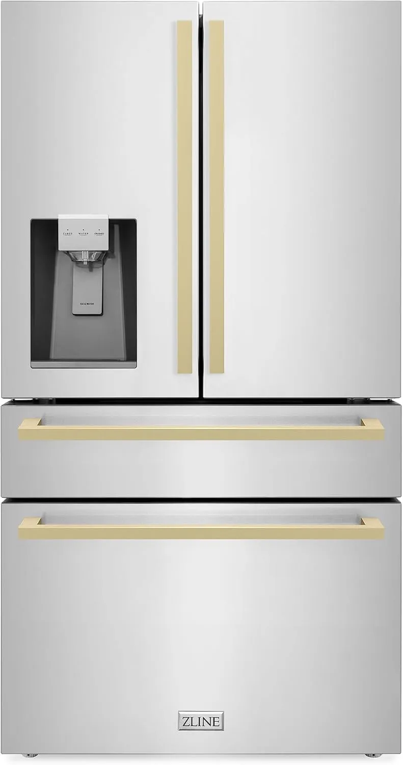 Z Line Kitchen and Bath ZLINE Autograph 36 in. Counter-Depth Refrigerator with Bronze Modern Handles (RFMZ-W-36-FCB)