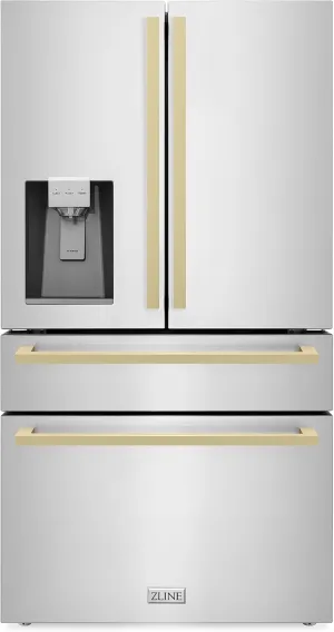 Z Line Kitchen and Bath ZLINE Autograph 36 in. Counter-Depth Refrigerator with Bronze Modern Handles (RFMZ-W-36-FCB)