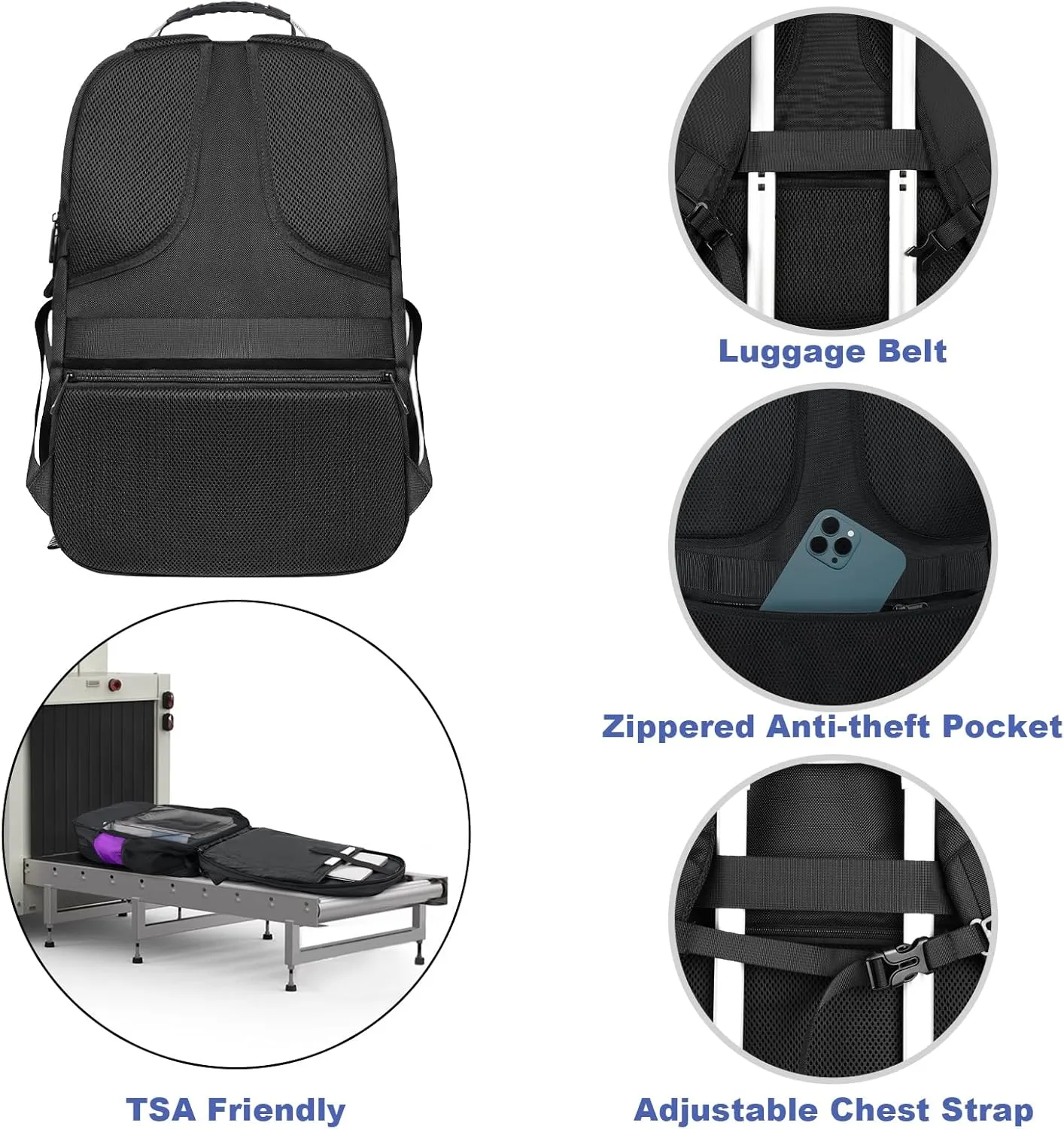Z-MGKISS 52L Travel Backpack for Women, Large Waterproof Anti-Theft Backpack 17.3 Inch with USB Port, TSA-Approved Daypack, Gifts for Women Teacher Business College, Purple
