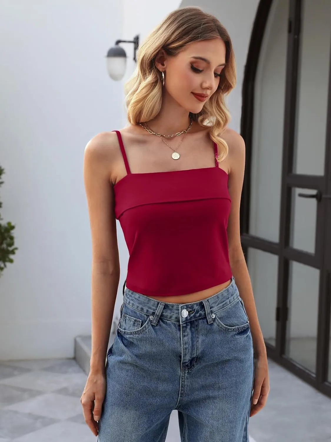 ZANZEA Tank Tops for Women 2025 Square Neck Camisole Adjustable Spaghetti Strap Basic Going Out Tops