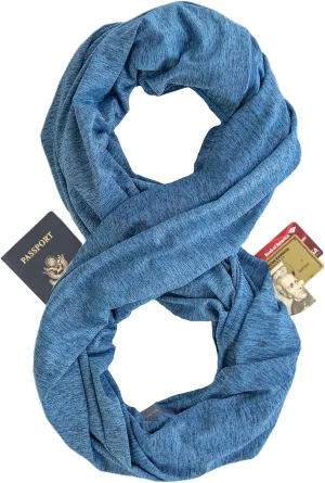 Zero Grid Infinity Travel Scarf Loop with Hidden Zipper Pockets for Passport, Phone, Cash, Cards