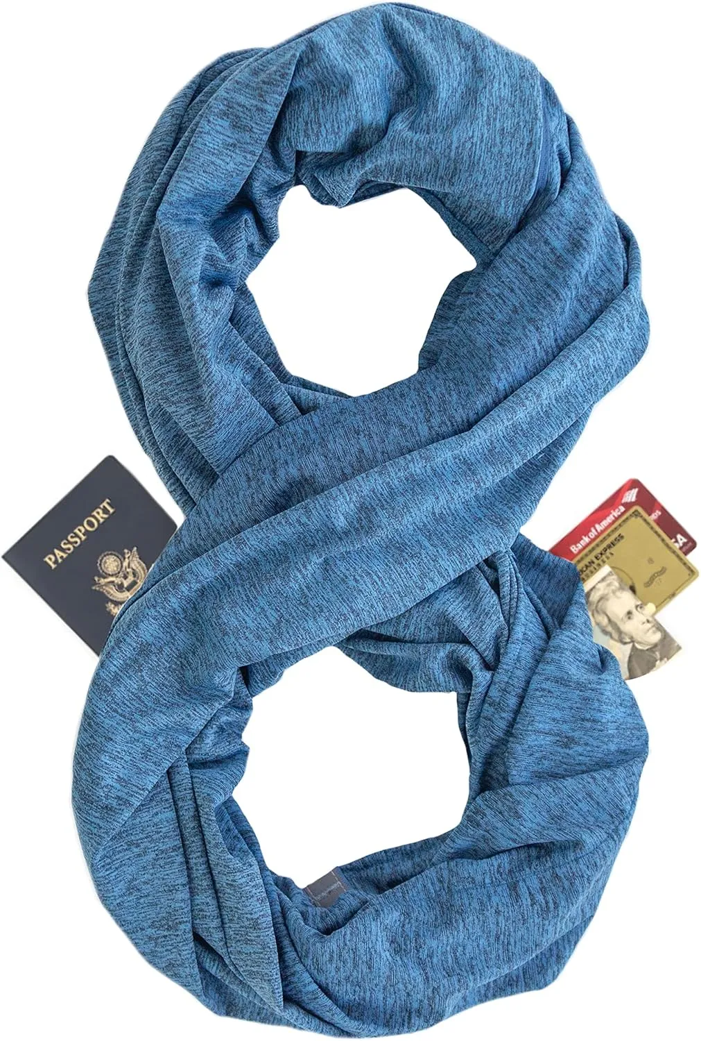 Zero Grid Infinity Travel Scarf Loop with Hidden Zipper Pockets for Passport, Phone, Cash, Cards