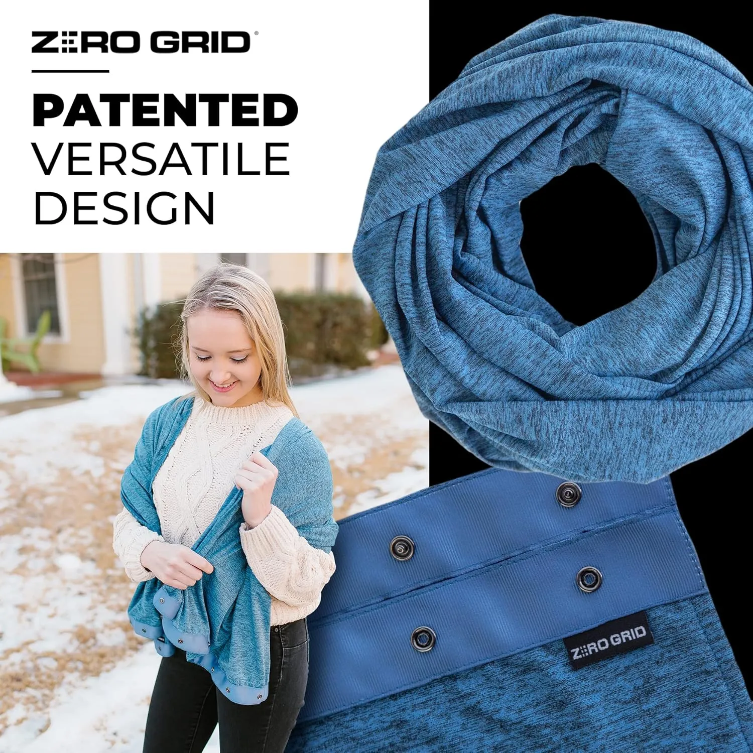 Zero Grid Infinity Travel Scarf Loop with Hidden Zipper Pockets for Passport, Phone, Cash, Cards
