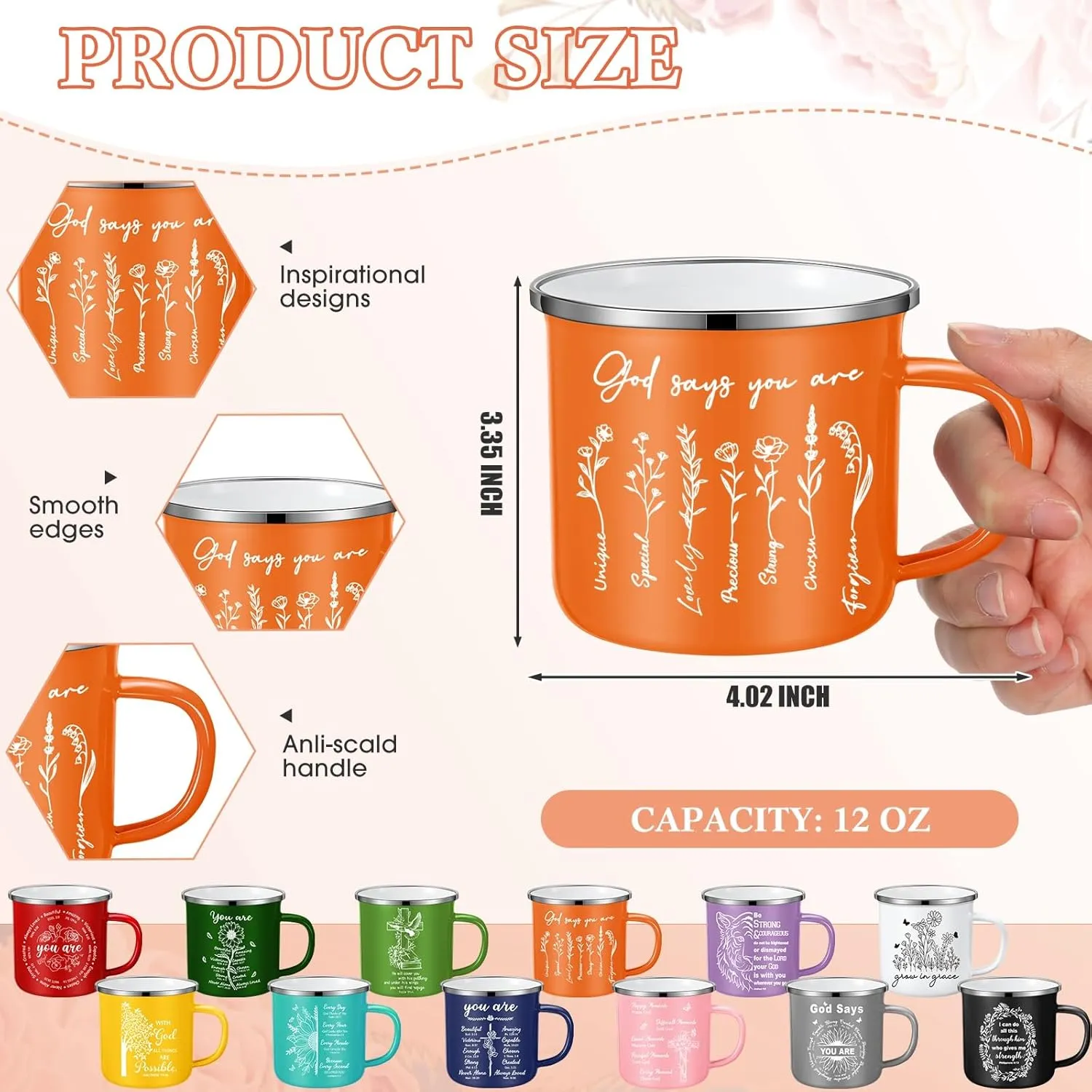 Zhehao 12 Pack Christian Gift for Women Faith Coffee Mugs with Bible Verses, 12oz Inspirational Religious Cups with Handles, Jesus Gift Set for Women, Men, Friends, Birthday, Church, Mother's Day