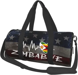 Zimbabwe Heartbeat Duffel Bag Gym Bag Travel Sports Tote Large Foldable Beach Swim Yoga0
