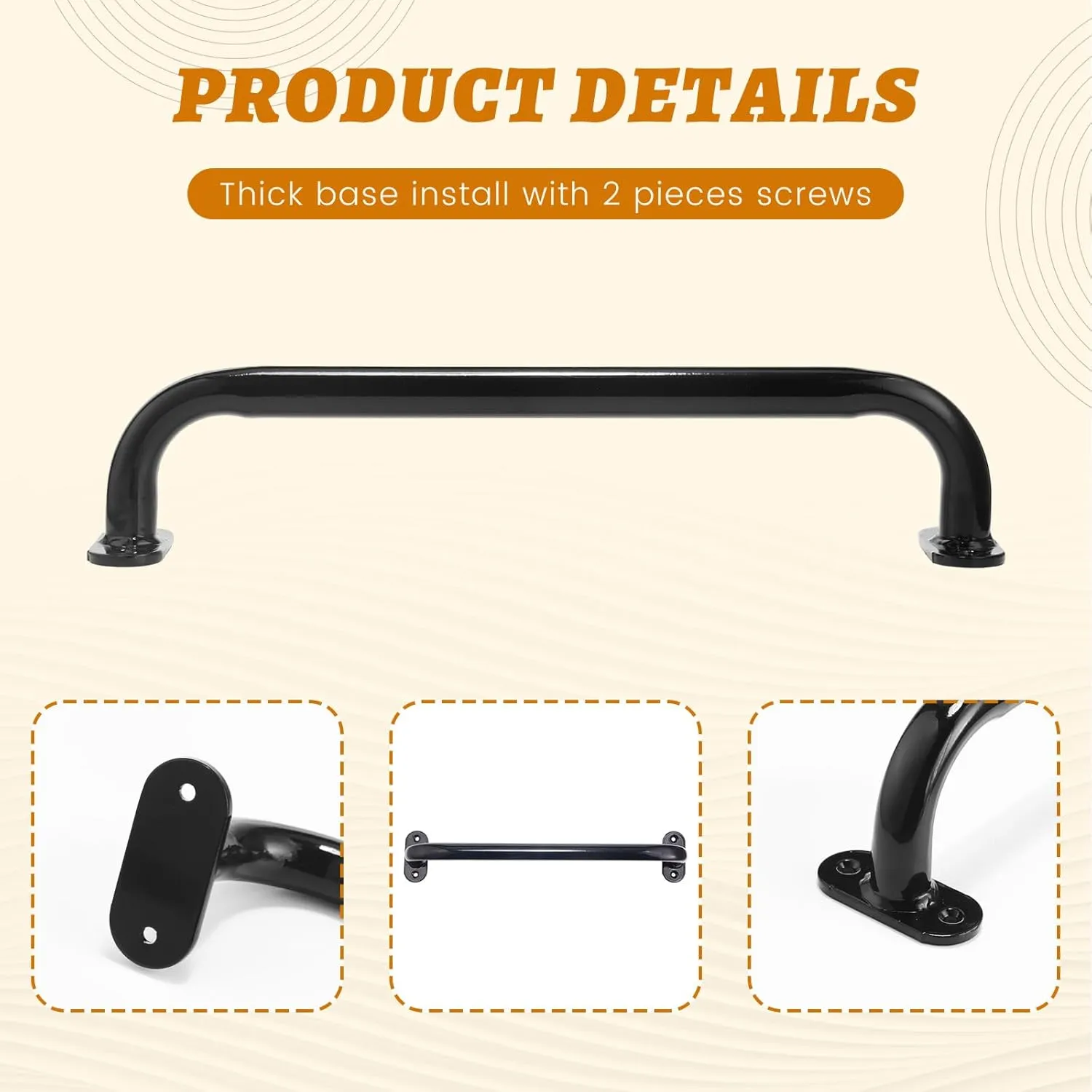 Zonon 6 Pcs Safety Playground Handles Swing Set Metal Safety Handles Outdoor Swing Set Accessories Grab Playset Handles Grips Climbing Frame for Play House Jungle(Black, 17 Inch)