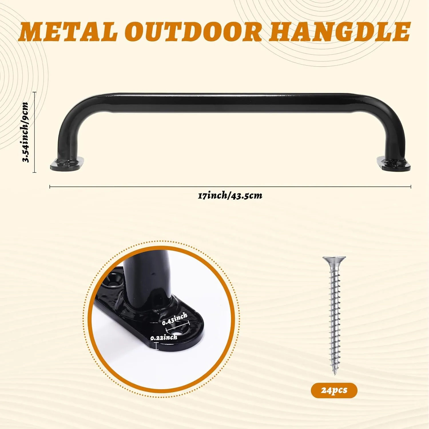 Zonon 6 Pcs Safety Playground Handles Swing Set Metal Safety Handles Outdoor Swing Set Accessories Grab Playset Handles Grips Climbing Frame for Play House Jungle(Black, 17 Inch)