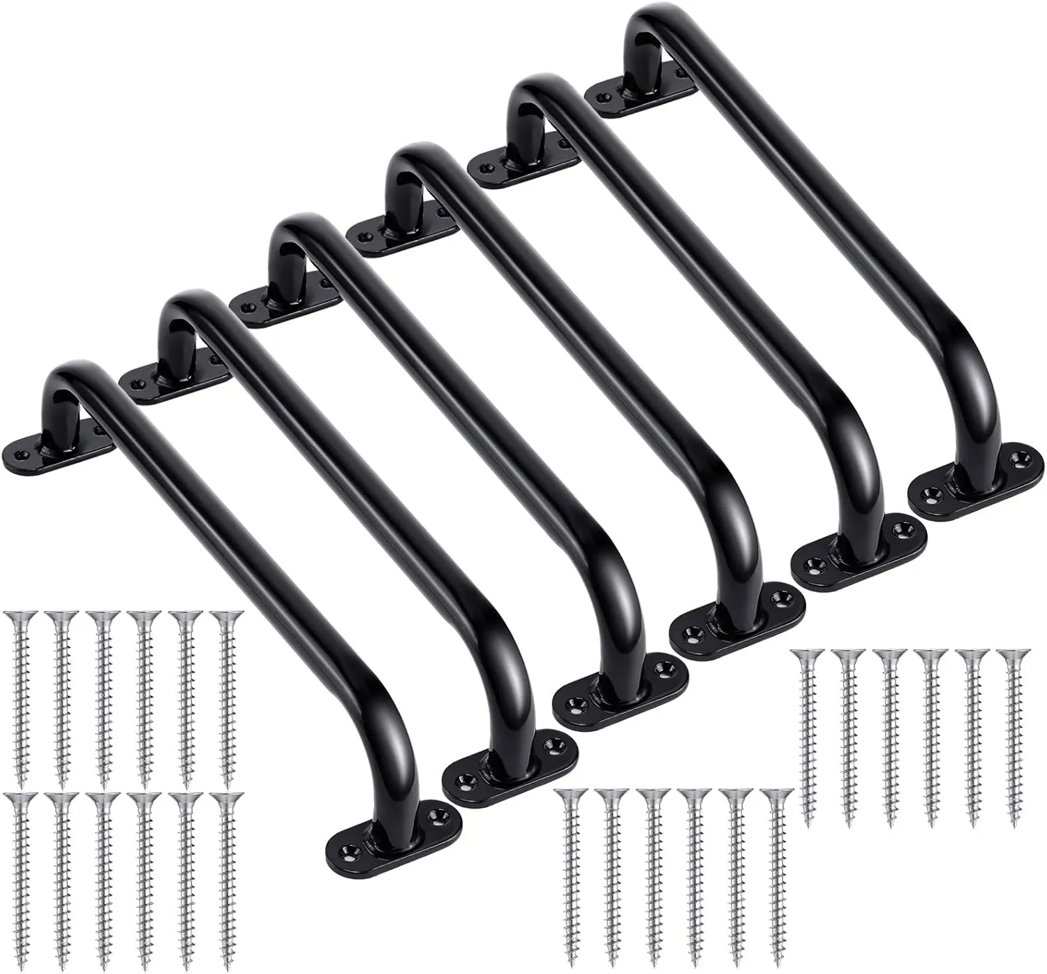 Zonon 6 Pcs Safety Playground Handles Swing Set Metal Safety Handles Outdoor Swing Set Accessories Grab Playset Handles Grips Climbing Frame for Play House Jungle(Black, 17 Inch)